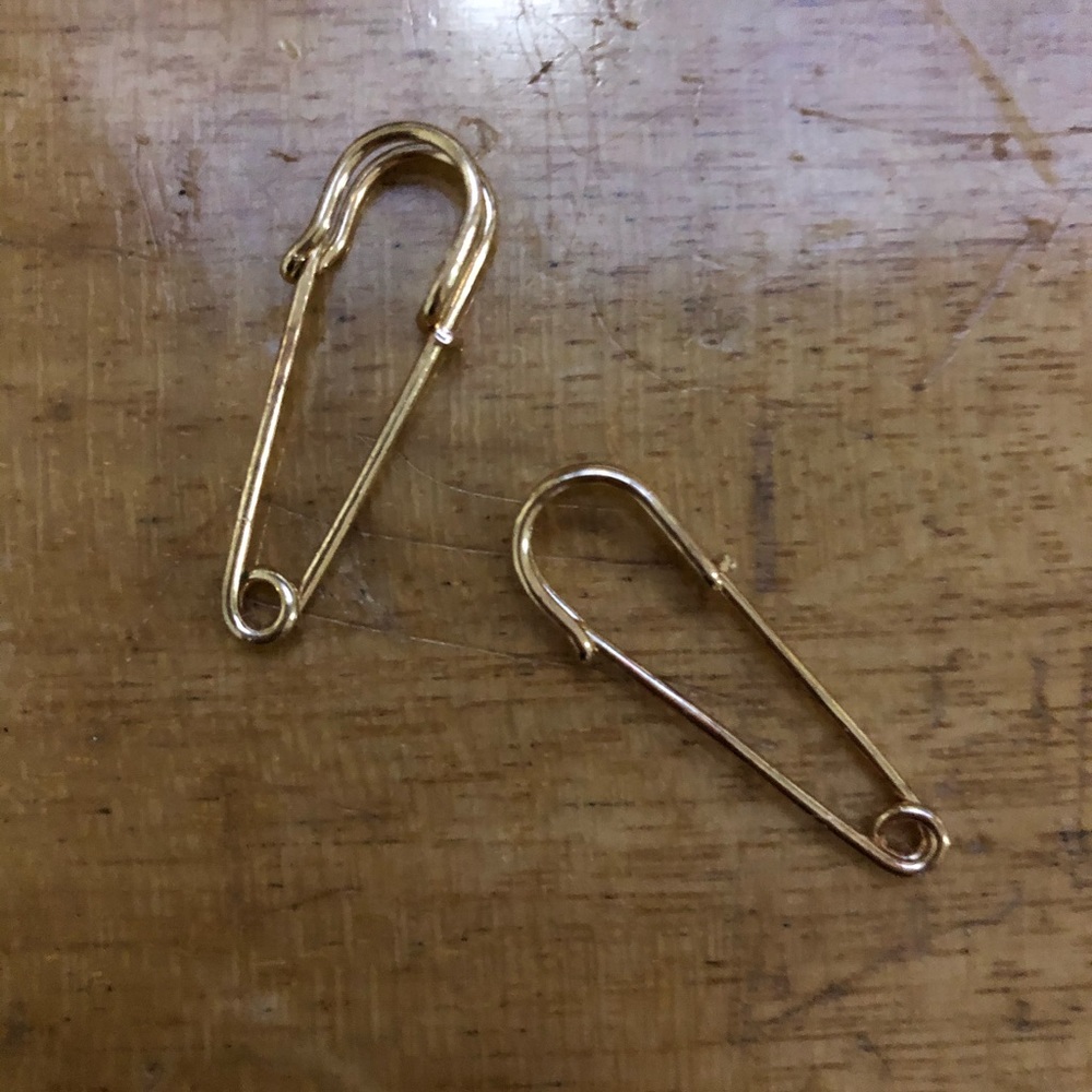 Gold Tone Safety Pin Earrings
